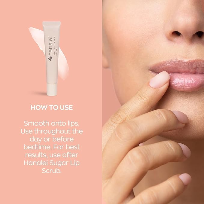 Hanalei Lip Treatment for Dry, Chapped Lips – Intensive Overnight Moisturizer with Kukui Oil, Shea Butter & Grapeseed Oil – Hydrating Balm for Healing Cracks – Clear Tint, Full-Size 15g – Cruelty-Free