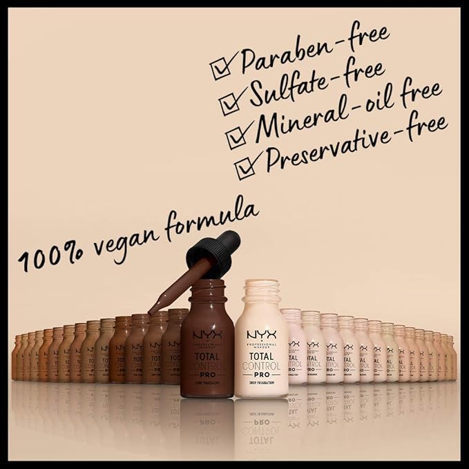 NYX PROFESSIONAL MAKEUP Total Control Pro Drop Foundation, Skin-True Buildable Coverage - Light Porcelain