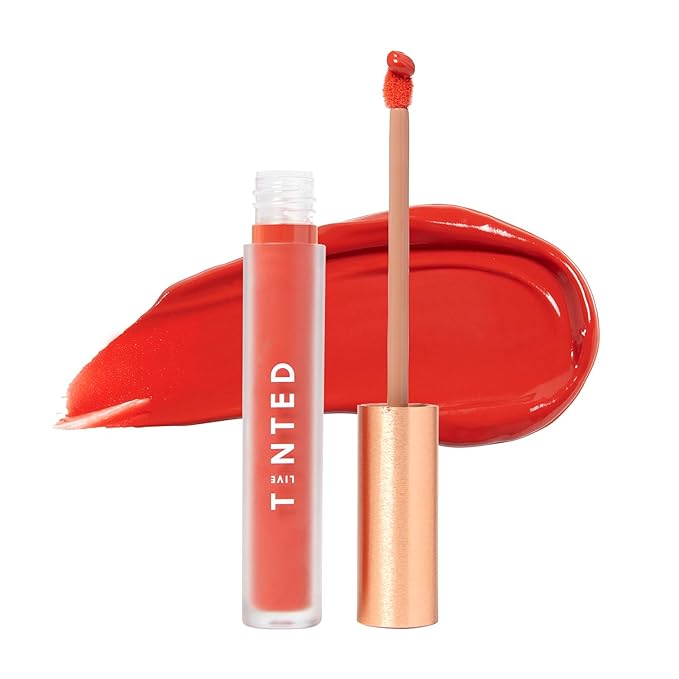 Live Tinted Huelip Liquid Lip Crème - Weightless, Long-Lasting Liquid Lip with Hyaluronic Acid and Jojoba Oil For a Soft, Comfortable, Moisturized Finish - 0.09 fl oz - Orangey Red