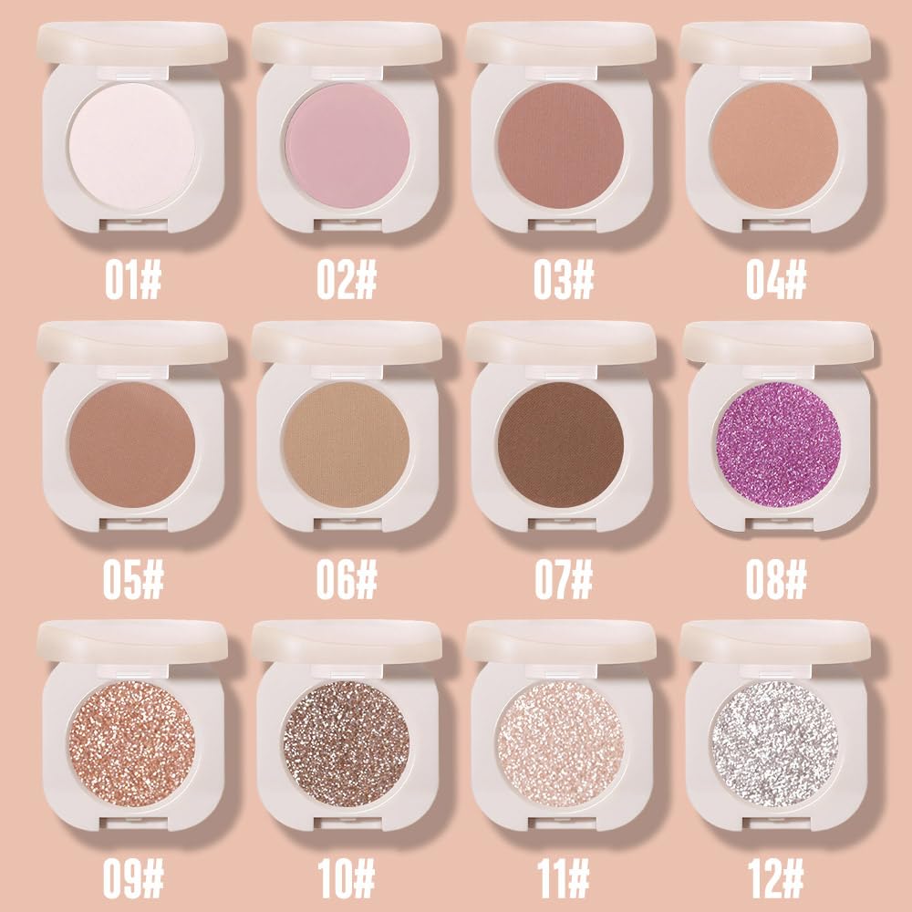 Matte Single Eyeshadow Palette Makeup for Green Blue Eyes, Dark Brown Matte Eyeshadow For Women, Holographic Multichrome Cream Iridescent Single Monochrome Eye Shadow Makeup