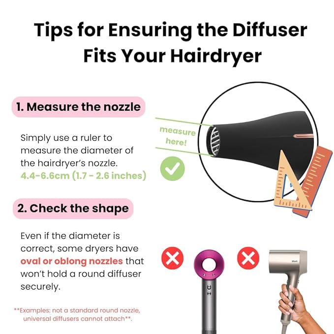 Universal Hair Diffuser “Super Sturdy” 1.7 Inch to 2.6 Inch for Natural Curly and Wavy Hair, Hair Dryer Attachment (Pink 2 Aroma Upgrade)