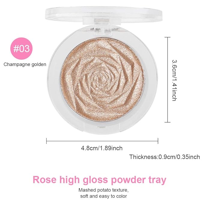 Rose Gold Face Highlighter Makeup Shimmer Glitter Rose Sparkly Highlighters Makeup Powder Palette for Face Cheek Skin iluminadores iluminador (gold)