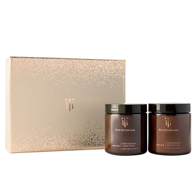 True Botanicals - Body Love Pure Radiance Duo | Non-Toxic, Cruelty-Free | Sugar Scrub & Body Butter, Exfoliate + Moisturize for Dewy Glow | MADE Safe