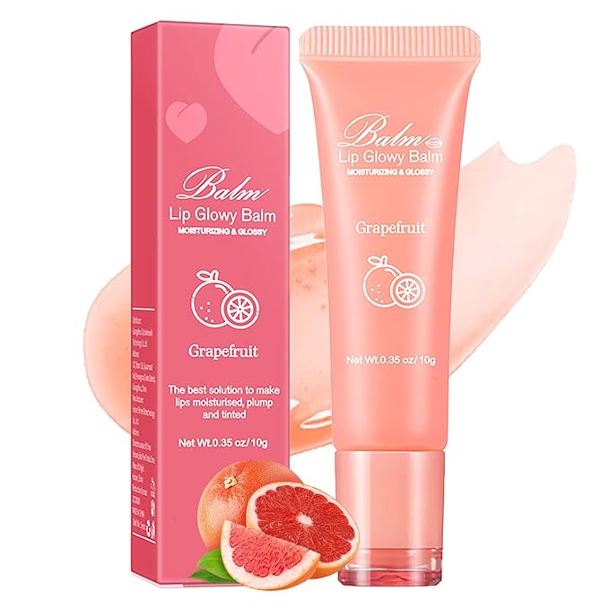 Lip Glowy Balm Hydrating Sleeping Lip Mask, Shine Glossy Finish Lip Oil - Reduce Lip Lines, Enhance Lip Color, Moisturizing & Plump Dry Chapped Lips Care Non-Sticky Lip Balm (#3 Grapefruit)