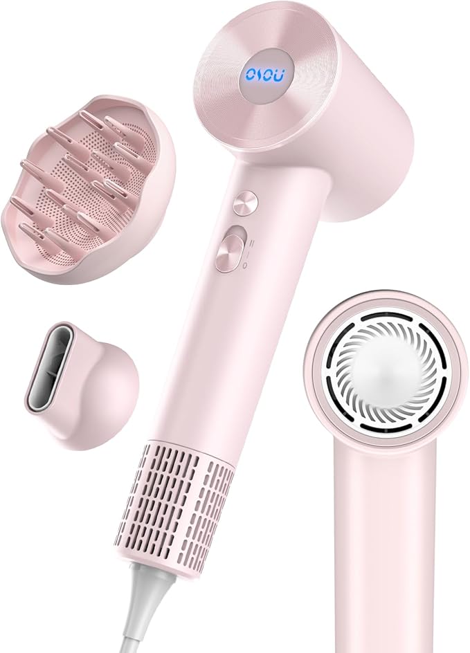 Hair Dryer with Diffuser for Curly Hair, Negative Ionic Hairdryer, High-Speed Blow Dryer with 110, 000 RPM Brushless Motor, Fast Drying Lightweight Travel Hairdryer, Low Noise Quiet Hair Dryers