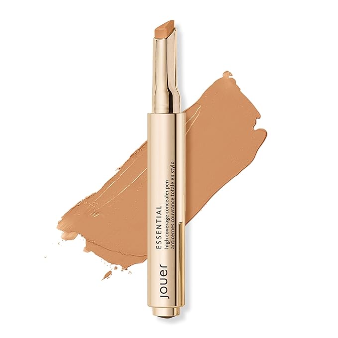Jouer Essential High Coverage Concealer Pen - Under Eye Concealer for Dark Circles - Brightening Makeup for Eye Circles - Color Corrector Eye Primer with Hyaluronic Acid and Vitamin E