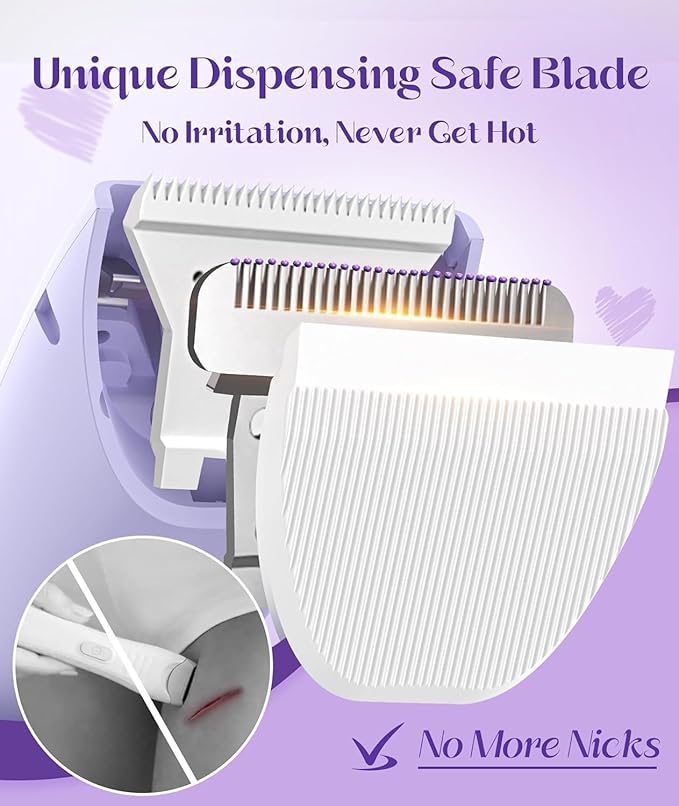 Bikini Trimmer for Women - Painless Pubic Hair Trimmer with 3 Shaving Speeds, IPX7 Waterproof Electric Razor, Cordless Women’s Bikini Shaver for Sensitive Skin