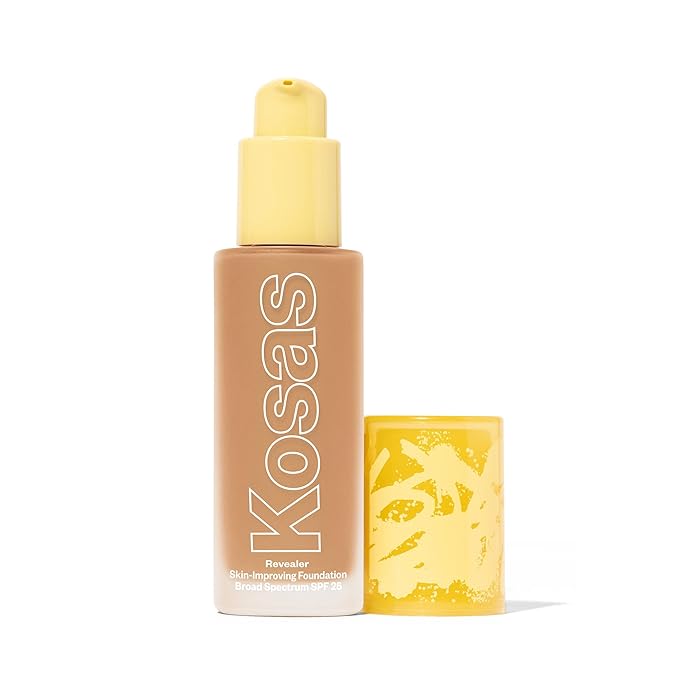 Kosas Revealer Skin-Improving Foundation with SPF 25 Protection - Hydrate, Brighten, Soothe, Plump, Protect Skin - Smoothing Texture, Clean Formula, Natural Finish - Medium Neutral 220