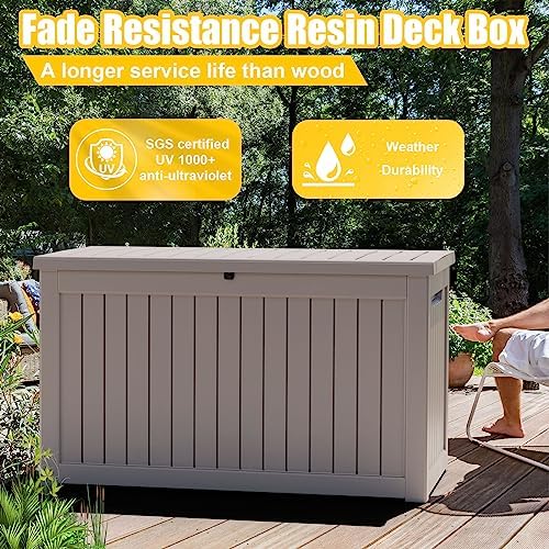 PatioZen 281 Gallon Large Resin Deck Box, Lockable Outdoor Storage Box - Image 2