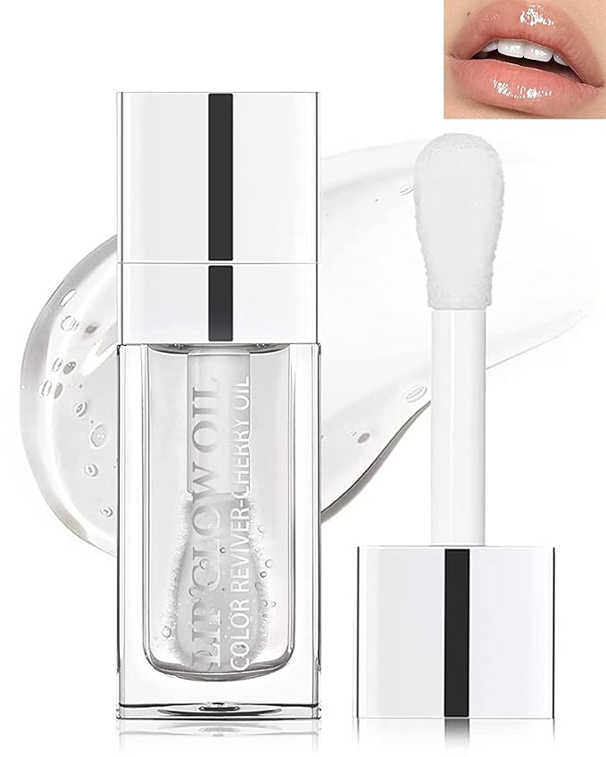 Plumping Lip Glow Oil, Hydrating Tinted Lip Oil Gloss, Transparent Toot Lip Oil, Long Lasting Lip Balm Moisturizing Glow Oil Fresh Texture, Glitter Shine Primer Lip Tint Lip Care Product-#0000