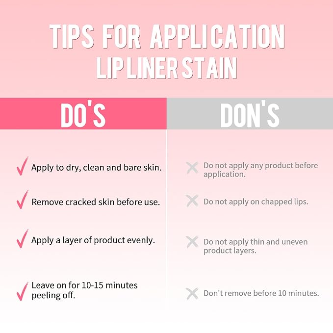 Lip Stain - Lip Liner Stain, Long Lasting Peel Off Lip Stain, Natural Peel Off Lip Liner Stain with Tweezer, Easy to Use, Waterproof, Smudge-proof, Transfer-proof, Rose