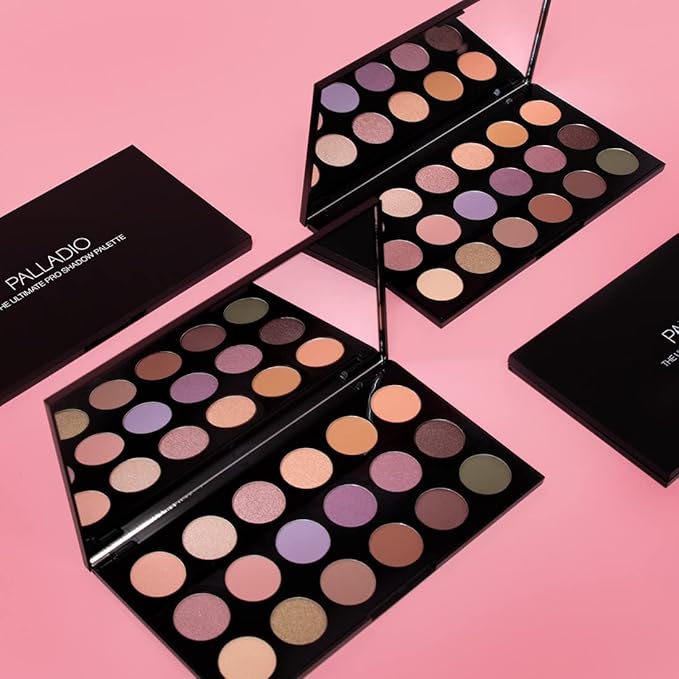 Palladio Ultimate Pro Eyeshadow Makeup Palette with Mirror, 18 High-Pigmented Powder Colors, Matte, Shimmer, Metallic, Satin Finishes, SHANNON DE LIMA