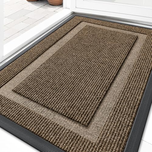 OLANLY Front Door Mat Outside 29.5x17, All-Season Heavy-Duty Rubber Doormat by OLANLY