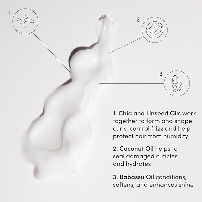 OUAI Curl Cream - Curl Defining Cream for Hydrated, Shiny Curls - Babassu and Coconut Oil, Linseed and Chia Seed Oil - Paraben, Phthalate, Sulfate and Silicone Free Curly Hair Products (8 Oz)