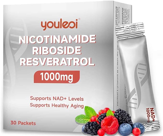 NAD 1000mg Liquid, 30 Packets Nad Supplement 1000mg Pure Organic - Liposomal NAD+ Berry Flavor Drink Mix for Energy, Anti-Aging, Focus