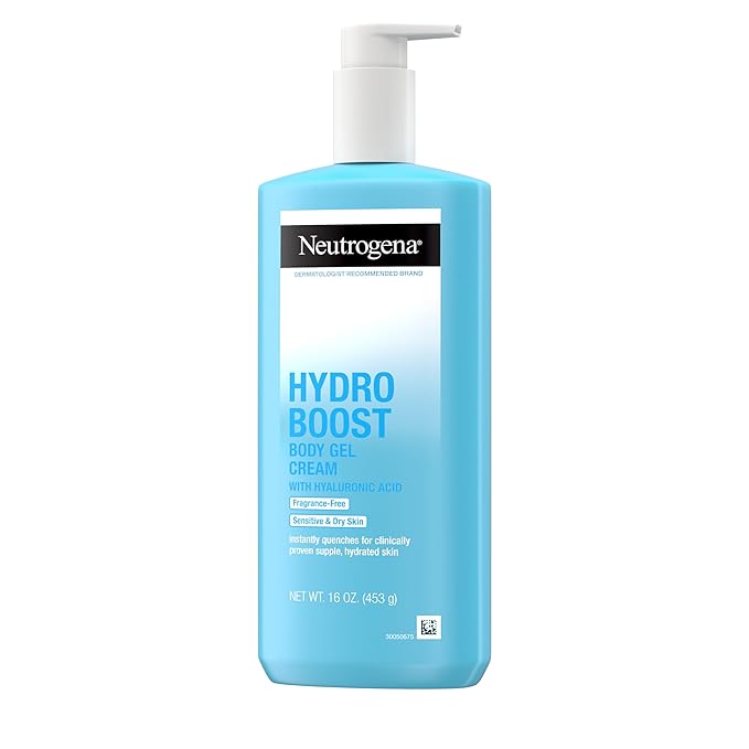 Neutrogena Hydro Boost Body Moisturizing Gel Cream with Hyaluronic Acid, Non-Greasy & Fast Absorbing, Lightweight Hydrating Body Lotion for Normal to Dry Skin, Fragrance-Free, 16 oz