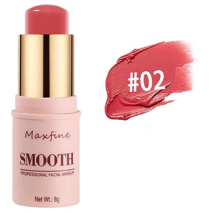 Blush for Cheeks - Cream Blush Stick Face Lip Eyeshadow Tint, 3-in-1 Buildable Pink Blush Makeup Balm Stick For Make Up Women Girl Gift (Peach Melody #2)