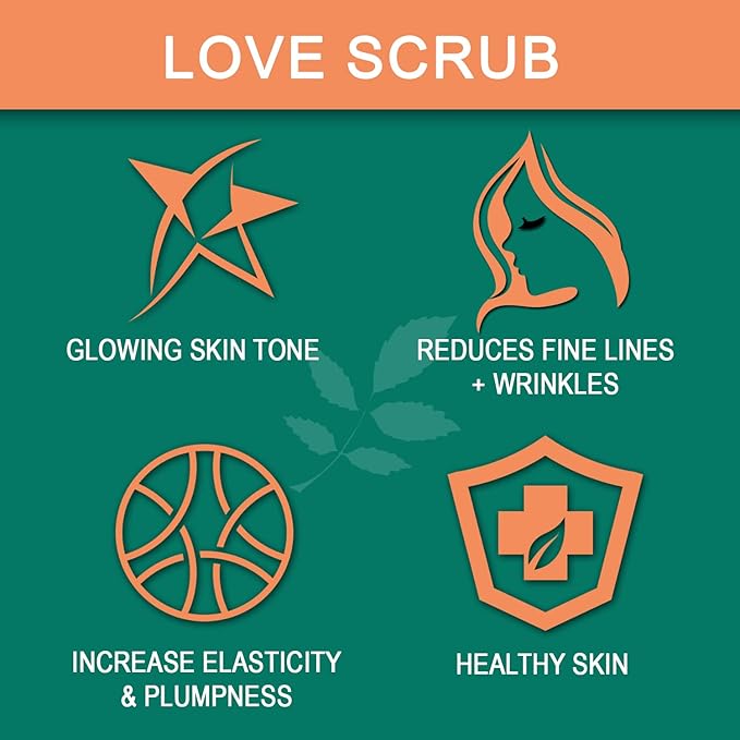Love Scrub with Hyaluronic Acid Natural Face Exfoliator for Wrinkles, Acne, Fine Lines, Blackheads & Clogged Pores