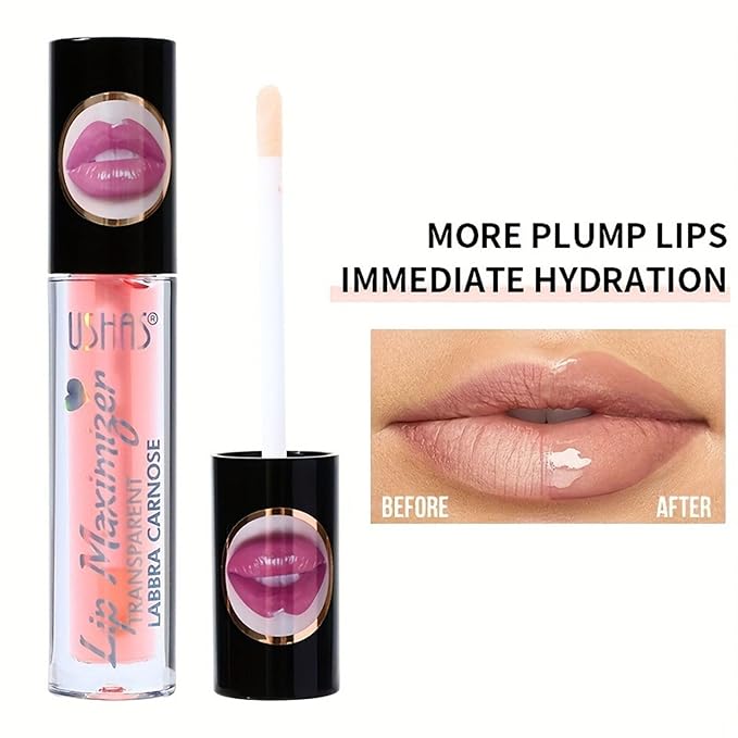 Lip Plumping Gloss, Plumping Lip Filler, Lip Gloss for Full, Voluminous Lips, Transparent Plumping Lip Oil Tinted for Lip Care, Fuller Lips Instantly, Hydrating, High-Shine