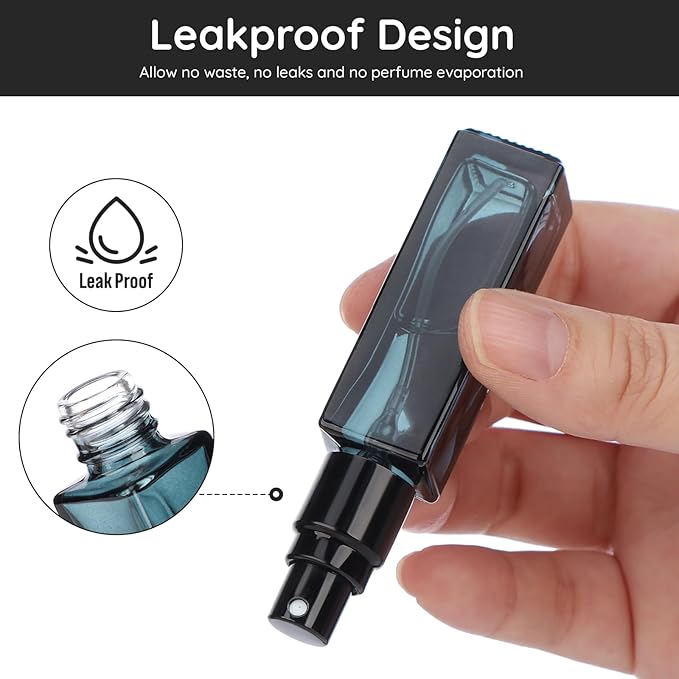 Segbeauty Glass Perfume Bottles, 5 Pack 10ML Refillable Mini Perfume Bottle Travel, Portable Leak-proof Square Spray Pump Bottle Atomizer Dispensing Containers with Lids for Fragrance Essential Oil