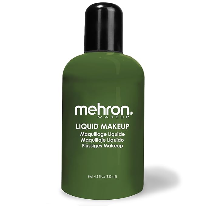 Mehron Makeup Liquid Makeup | Face Paint and Body Paint Perfect for Halloween, Cosplay I Air Brush Compatible 4.5 oz (133 ml) (GREEN)