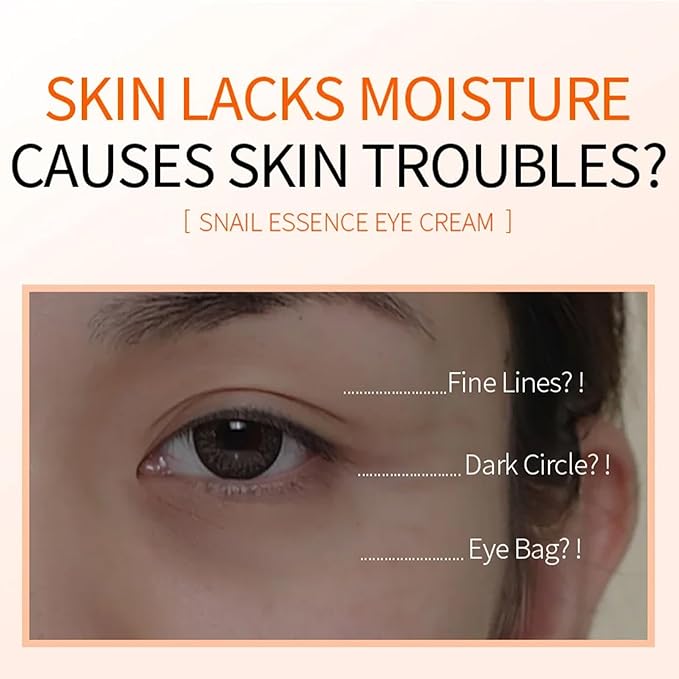 Snail Eye Cream for Dark Circles and Puffy Eyes Eye Bags Remover, Eye Cream Anti Aging, Under Eye Cream, Reduce Lines Wrinkles Puffiness and Dark Circles for All Skin Types