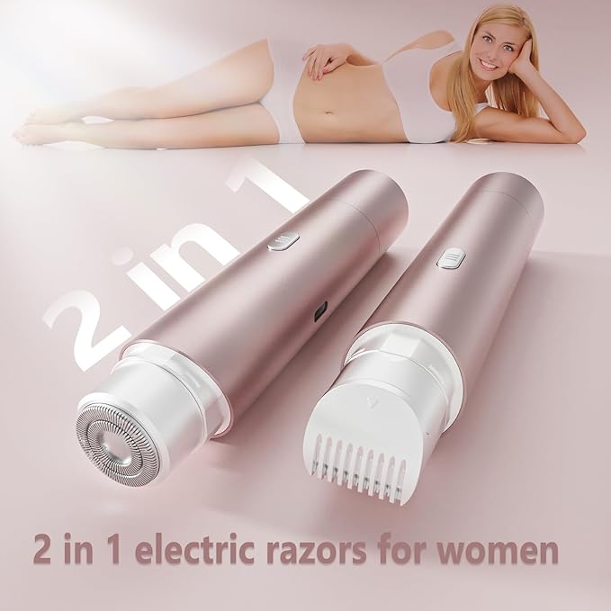 Women's Electric Shaver Waterproof IPX8 Bikini Tnimmer 、Body Hair Remover/Razors for Women Skin Cordless Rechargeable Razor for Legs underarms pubic Hair 、Facial Hair Removal for Women