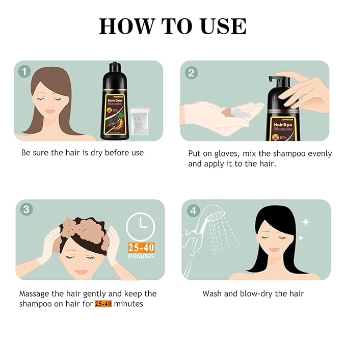 Dark Coffee Hair Dye Shampoo 3 in 1 for Gray Hair, Long-lasting & Natual Hair Color Shampoo, Herbal Ingredients Natural Shampoo Hair Dye Effect in Minutes, Gifts for Men Women 500ml