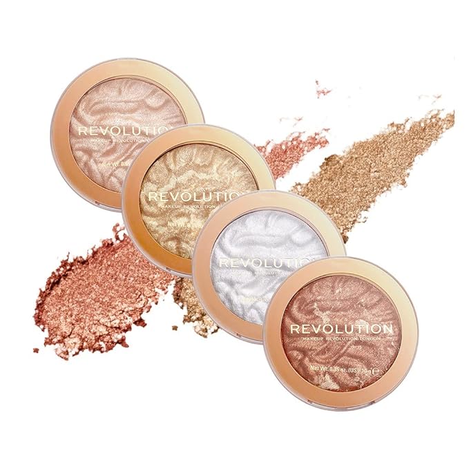 Revolution Beauty, Reloaded Pressed Powder Highlighter, Intensely Pigmented for a High Impact Dewy Finish, Just My Type, 0.22 Oz.