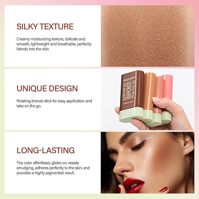 Multi-Use Makeup Blush Stick, Tinted Solid Moisturizer On-the-Go Blush, Multi-use Cream Blush Stick for Cheek & Eyes & Lips, Waterproof Natural Nude Makeup for All Skin (4# Beach Glow)