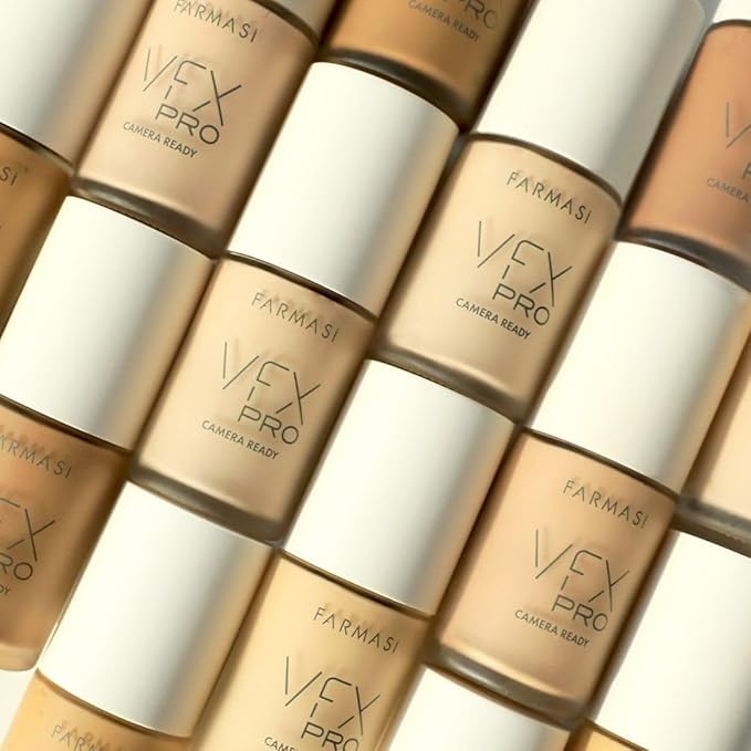 FARMASi Vfx Pro Foundation, Full Coverage Liquid Cream, Lightweight Long Lasting Coverage, Breathable Skin Moisturizer with Color True Matte Blending, Face Makeup, 1 fl. oz / 30 ml - Neutral Medium 13