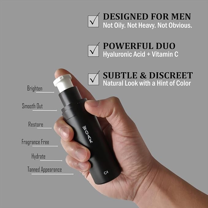 WOAK C4 – Men's Tinted Moisturizer BB CC Cream Foundation – Color Correcting Camo Complex – Hybrid Skin Care (Medium)