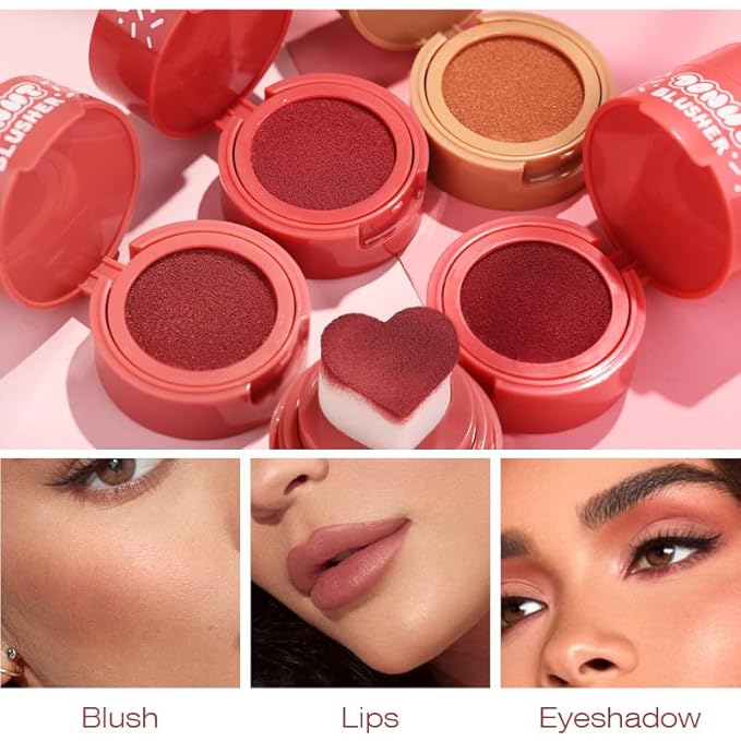 Stamp Liquid Blush Stamp Blush with Heart Shaped Applicator Natural Long Lasting Blush, Light and Airy Makeup for Women (6)
