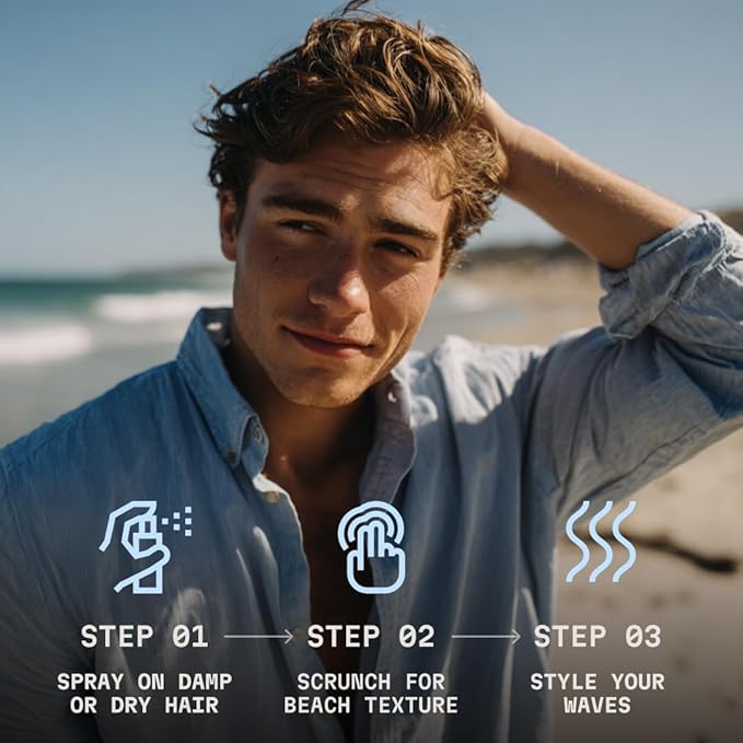 Striking Viking Sea Salt Spray for Hair - Light Hold - 200ml (6.76 Fl Oz) Blue Ocean Scent - Texturizing, Volumizing & Curl Enhancing - Salt Spray for Beach Wave Style