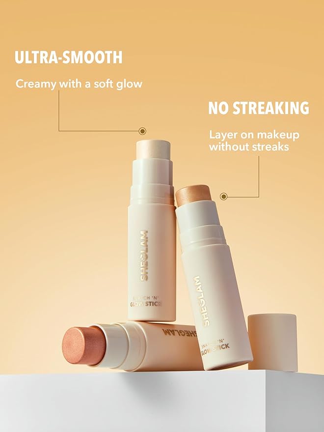 SHEGLAM Cream Highlighter Stick Long Lasting Brightening Non-Caking Highlighter Makeup - Bellini Brunch
