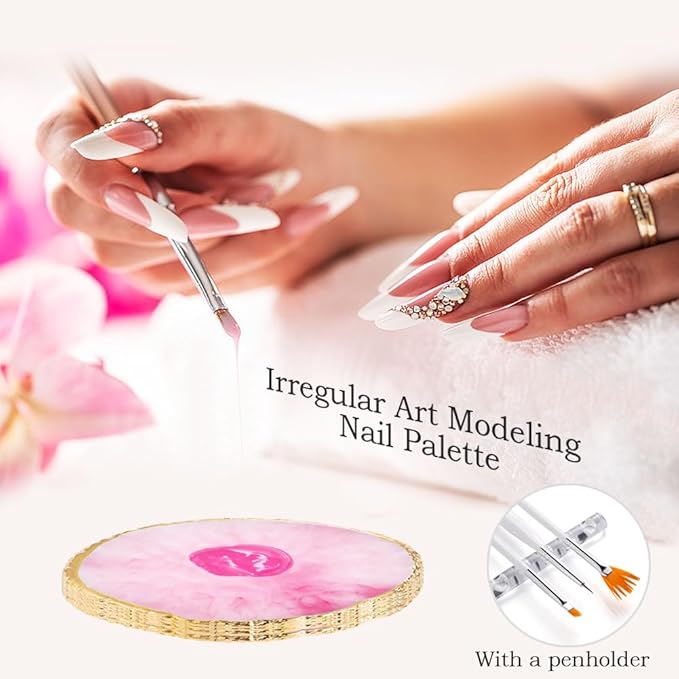 Nail Art Tools 27Pcs Set,Nail Art Brush,Resin Nail Art Palette,5 Pcs Nail Art Pens Liner Brush,2-way Acrylic Silicone Engraving Pen Dotting Pen Tools Nail Art Kit for Nail Art DIY