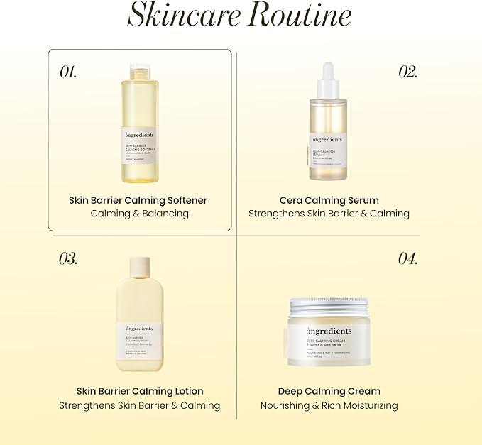 ONGREDIENTS Skin Barrier Calming Softener | Daily Soothing Toner for Dry, Sensitive Skin | Panthenol, Hyaluronic Acid, Ceramide, Hydrating, pH Balancing | Vegan, Korean Skin Care 250ml / 8.45 fl Oz