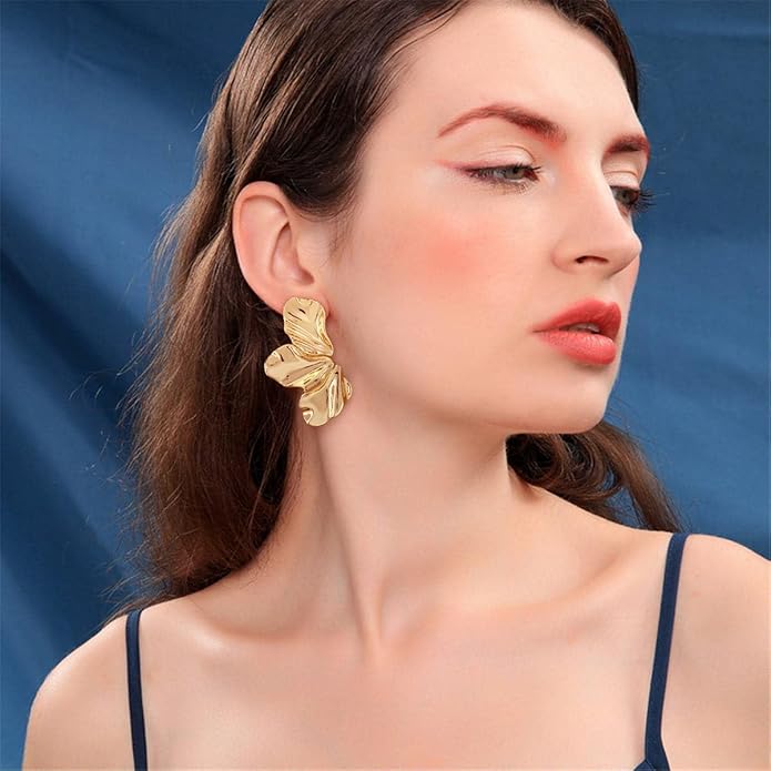 CLASSYZINT Gold/White/Red/Black Flower Stud Earrings For Women