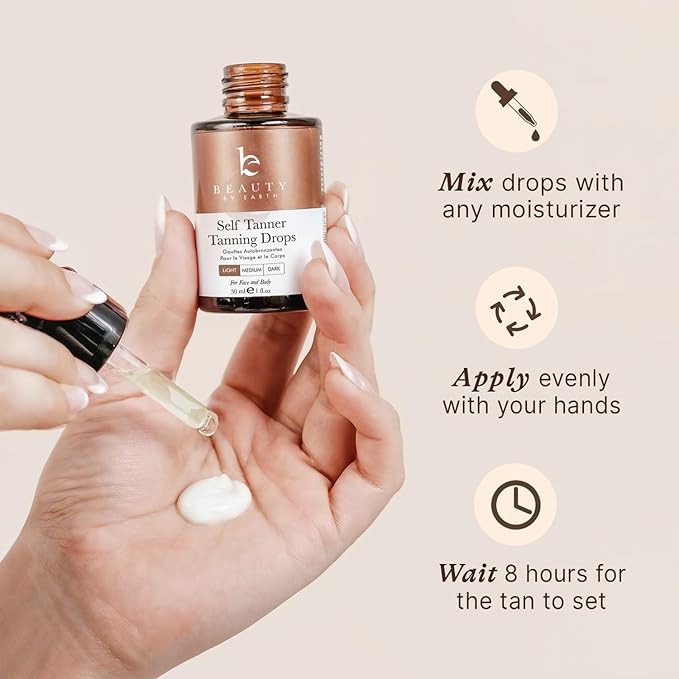Self Tanning Drops for Face - USA Made with Organic & Natural Ingredients, Bronzing Face Tanning Drops with Aloe Vera, Non Toxic Self Tanner for Sunless Fake Tan & Natural Glow, Cruelty & Toxin Free