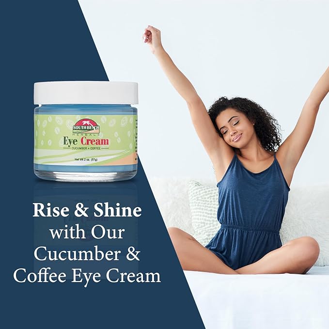 South Beach Herbals Cucumber & Coffee Anti Aging Eye Cream - Brightening and Tightening Anti Wrinkle Under Eye Treatment for Women and Men - Eye Cream for Dark Circles and Puffiness (2 oz.)