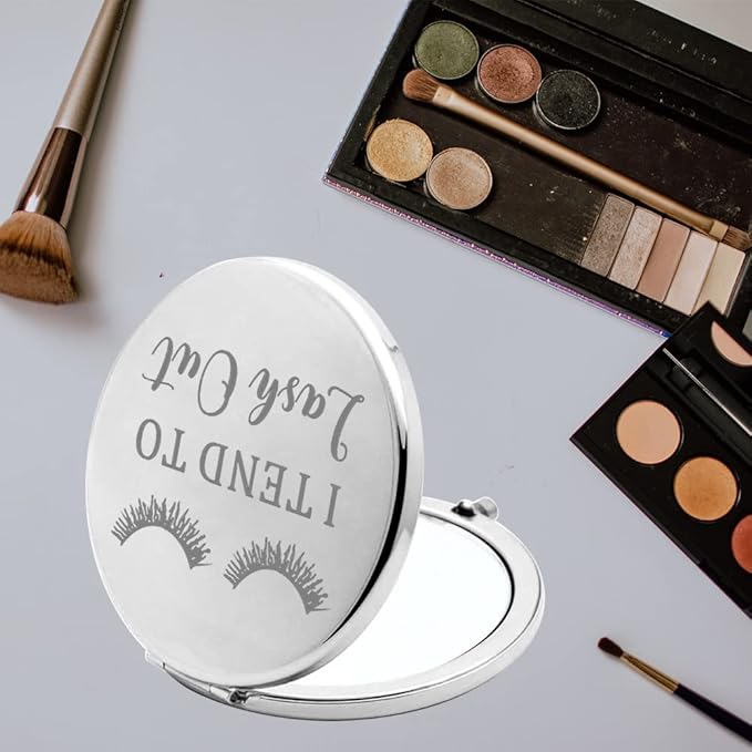 TGBJE Eye Lash Pocket Mirror Lashes Girl Gift I TEND to Lash Out Compact Mirror for Women Girls Beautician Gift (lash out mirror)