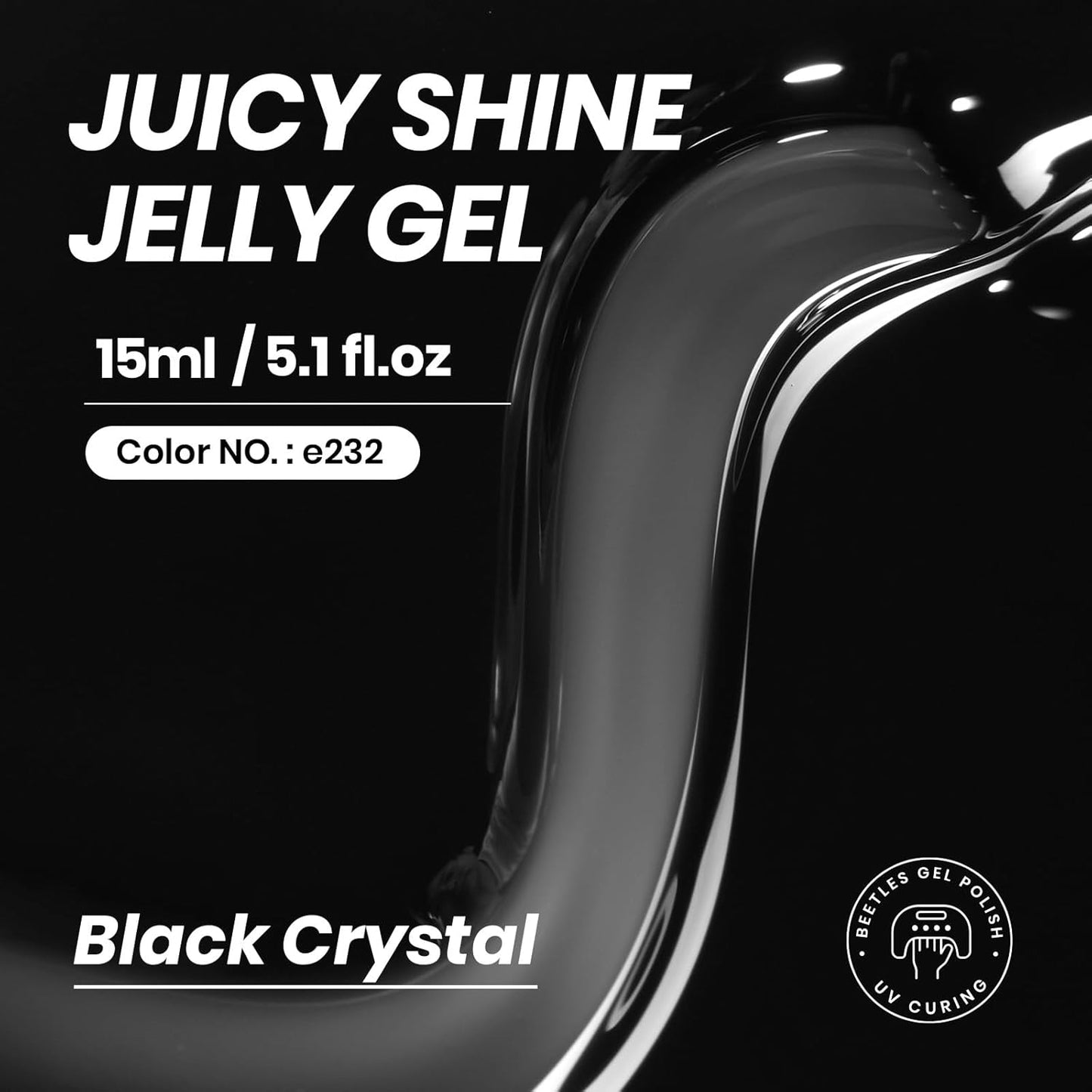 Beetles Black Jelly Gel Nail Polish - 15ML Sheer Black Gel Polish Neutral Jelly Translucent Effect Soak Off UV French Nail Art DIY Home Manicure Gift for Women