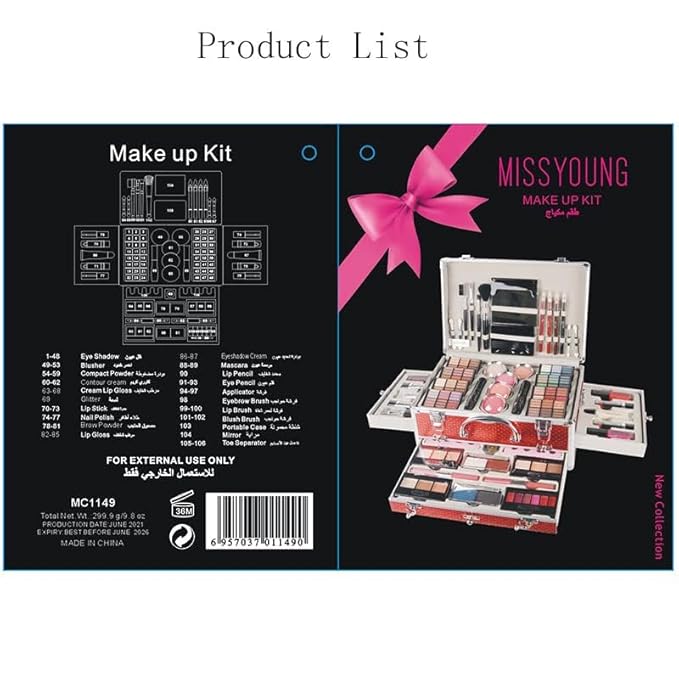 Maquillaje, Makeup gift, Professional make up set, All in one makeup kit for women full kit, Cosmetics teenagers, Makeup palette(102 Colors)(Silver box)