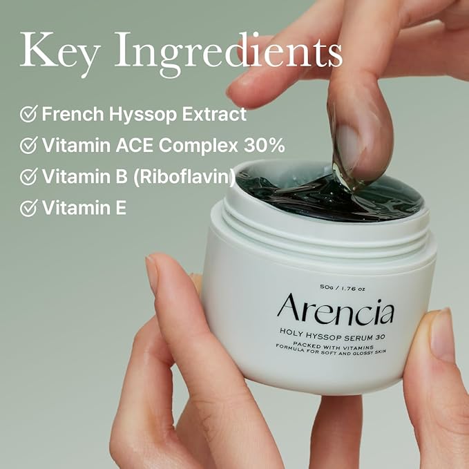 Glow Hyssop Overnight Face Mask Serum - hydrating & Anti-Aging Serum for younger looking Korean Glass Skin, 30% Vitamin A, C, E, 10% Niacinamide, Peptide