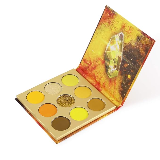 docolor Eyeshadow Palette 9Colors Yellow Eyeshadow Gemstone Shadow Palettes Highly Pigmented Mattes Shimmers Smokey Glitter Cream Colorful Powder Blendable Long Lasting Waterproof Makeup Palette