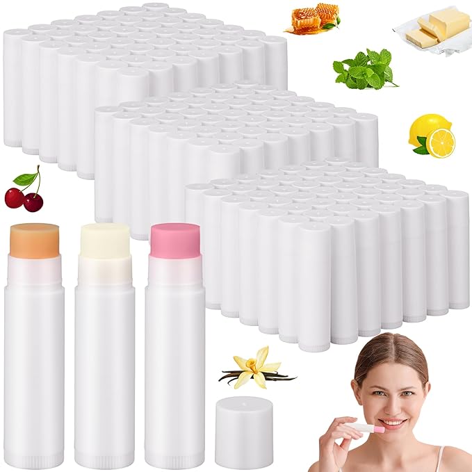 Demissle 300 Pcs Unlabeled Lip Balms Bulk Chapped Stick Blank Mini Lip Balm Gifts Moisturizing Lip Balm Party Favors for Women Homeless Guests Wedding Bridal Shower Baby Shower Favors(Mixed Flavor)