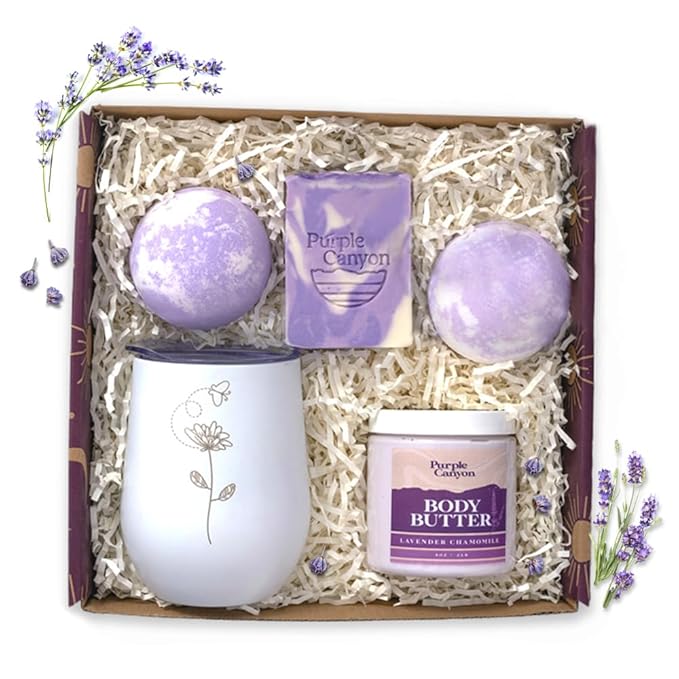 Purple Canyon Bath Gift Set for Women | Relaxing Lavender and Lilac Self-Care Gift for Women