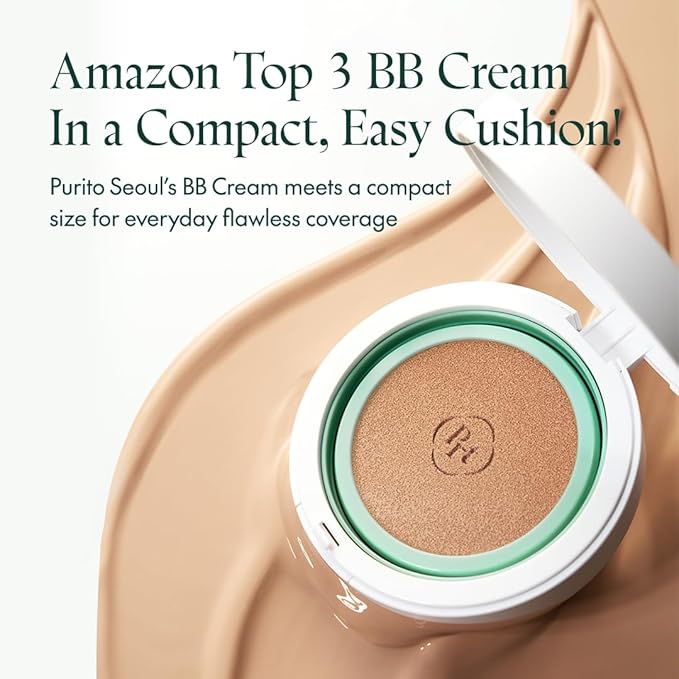 PURITO SEOUL Wonder Releaf Centella BB Cushion #23 Natural Beige, Foundation, Korean Centella, Makeup Long Lasting, Flawless Coverage, K-Beauty, 15g, 0.52 fl.oz