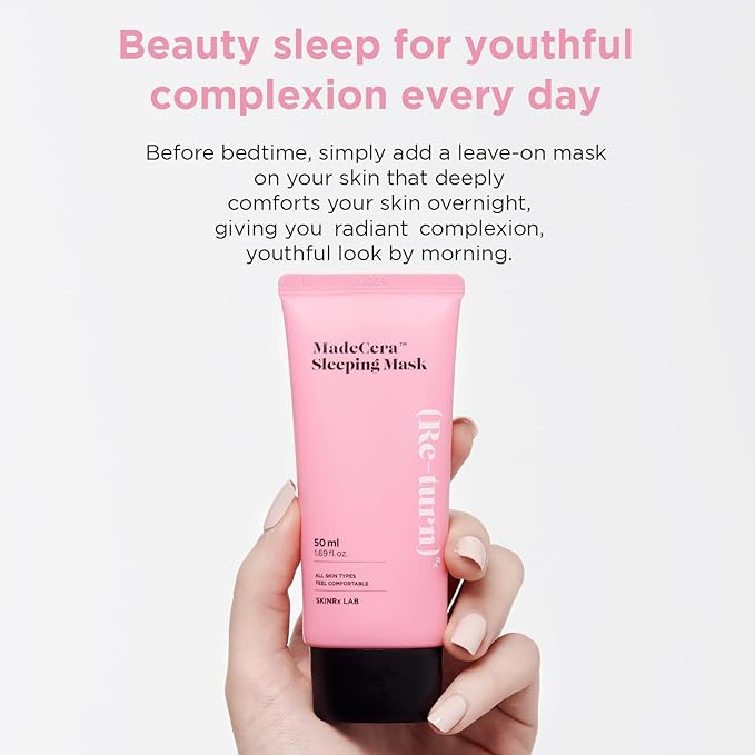 SKINRxLAB Made Cera Sleeping Mask 50ml (1.69 fl.oz.) - Moisturizing and Relaxing Face Overnight Mask Cream with Ceramide, Cica and Rosemary Extract, Night Sleep Mask for Enhancing Dull and Flaky Skin