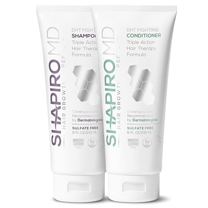 Shapiro MD Hair Growth Experts Hair Loss Shampoo and Conditioner, DHT Fighting Vegan Formula for Thinning Hair Developed by Dermatologists, Experience Healthier, Fuller & Thicker Looking Hair